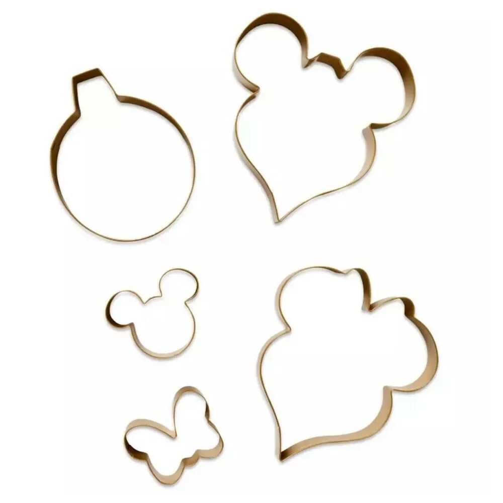 NEW Mickey & Minnie Holiday Ornament Cookie Cutter 5 Pc Set Disney Christmas